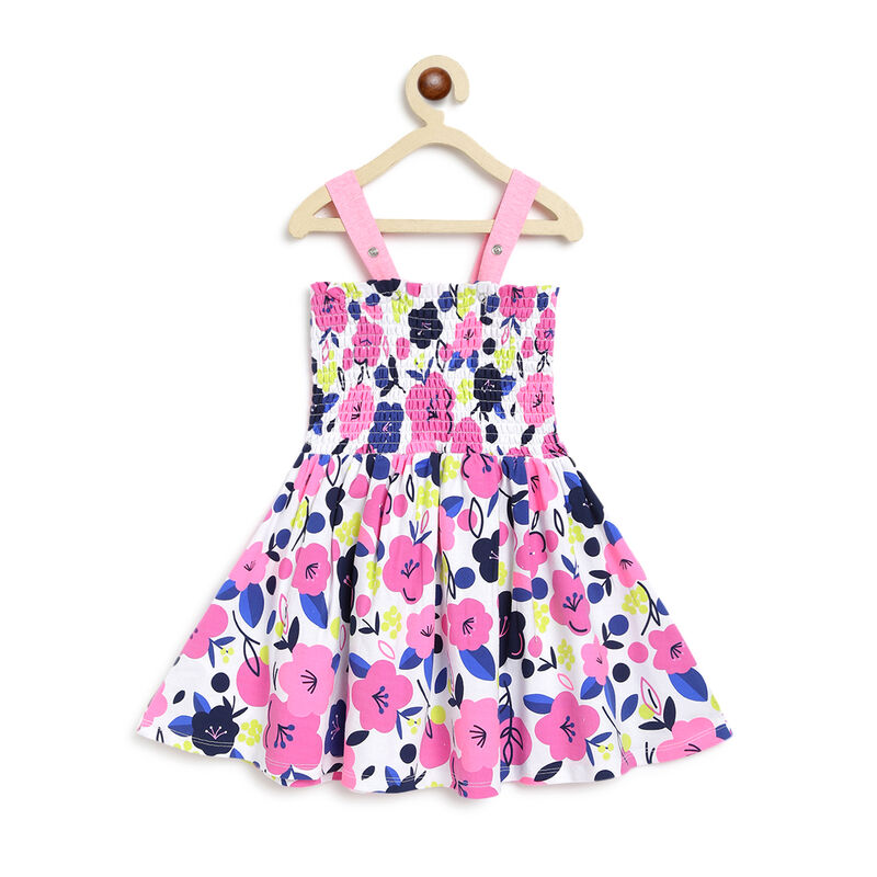 Girls Light Pink Printed Sleeveless Dress image number 1